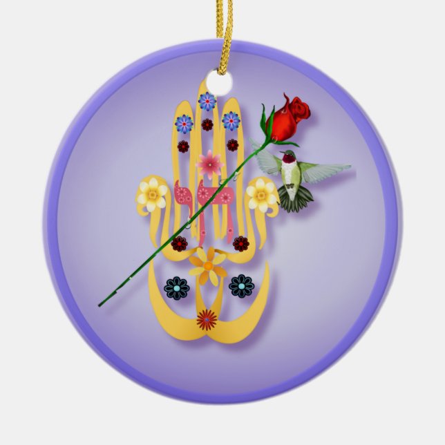 De Cerâmica Hamsa e ornamento das flores (Frente)