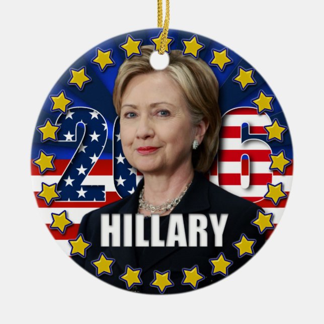 De Cerâmica Hillary Clinton para o presidente 2016 ornamento (Frente)