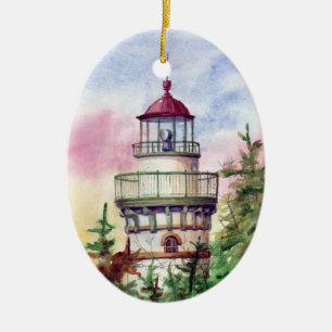De Cerâmica Ilumine o ornamento do farol da maneira
