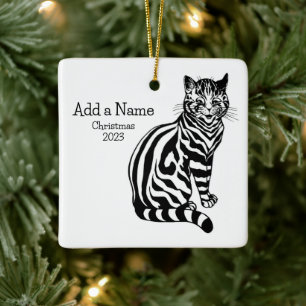 De Cerâmica Ilustração B&W & Texto 2 ・ Louis Wain ・ Ornamento