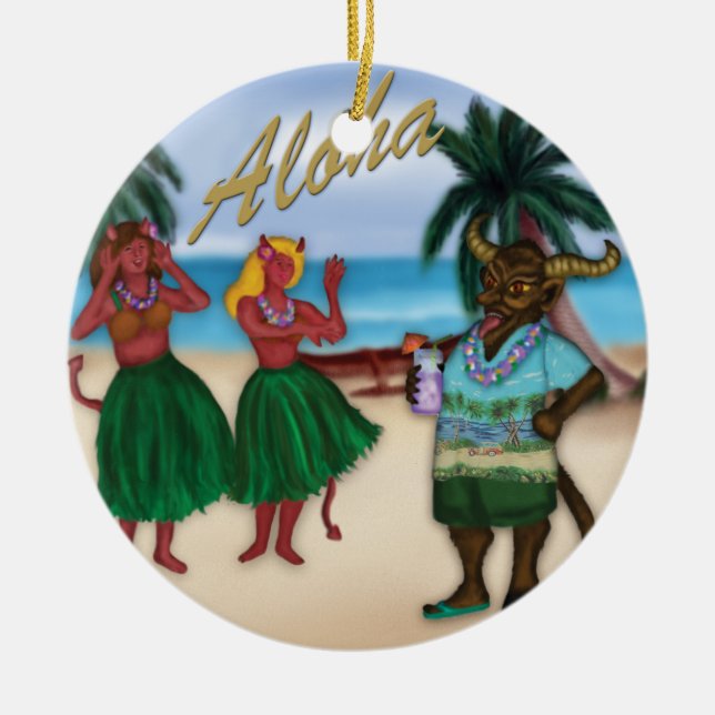 De Cerâmica Krampus no ornamento das férias (Frente)