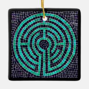 De Cerâmica LABYRINTH III Ornamento Quadrado Cerâmico