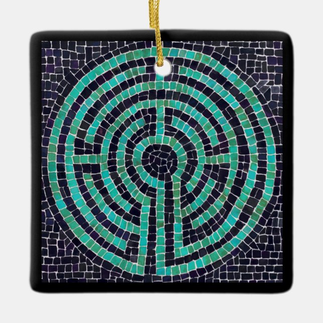 De Cerâmica LABYRINTH III Ornamento Quadrado Cerâmico (Frente)