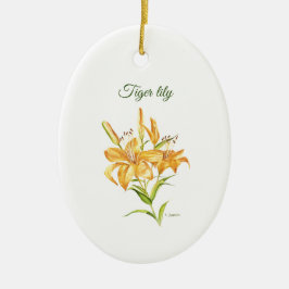De Cerâmica Lily Tiger com flor, ou seja, ornamento cerâmico