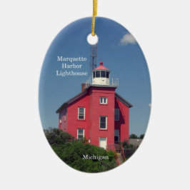 De Cerâmica Marquette Harbor Lighthouse ornamento oval