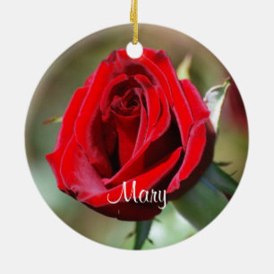 De Cerâmica Mary personalizou o ornamento da rosa vermelha