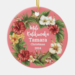 De Cerâmica Mele Kalikimaka Ornamento Personalizado Havaiano