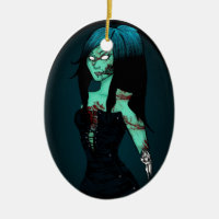 Menina do zombi no ornamento do espartilho