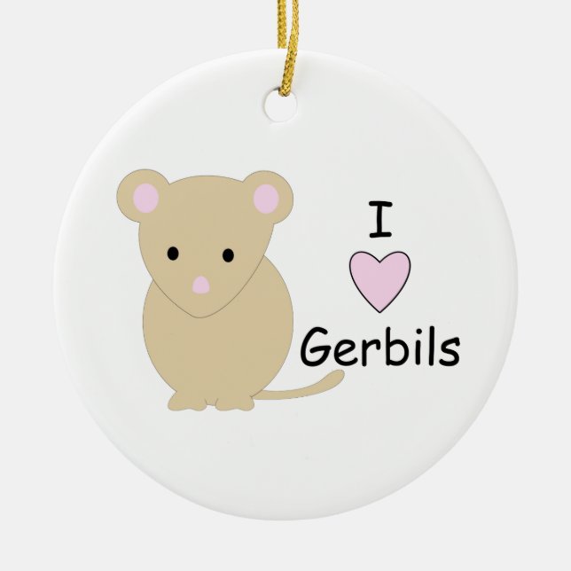 De Cerâmica Mim ornamento dos Gerbils do coração (Frente)