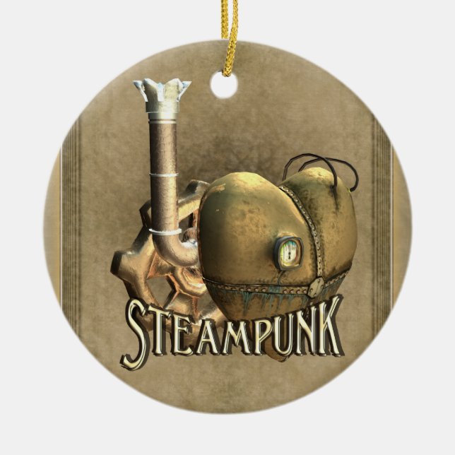 De Cerâmica Mim ornamento personalizado Steampunk do coração (Frente)