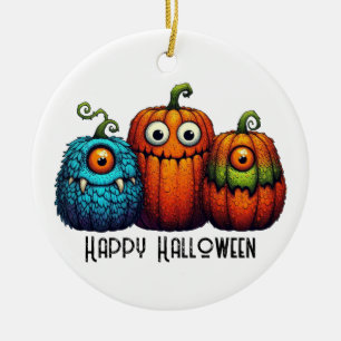 De Cerâmica Monster Pumpkins Personalizar Ornamento