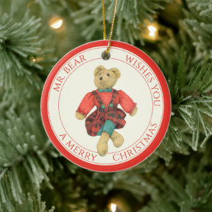 De Cerâmica MR Ornamento do Círculo Cerâmico BEAR + Texto