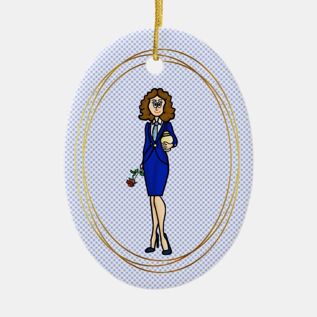 De Cerâmica Mulher Diretor Funeral Segurando Ornamento Urn (Frente)