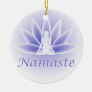 De Cerâmica Namaste Yoga Lotus Mulher Flor Azul Ornamento