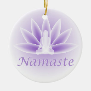 De Cerâmica Namaste Yoga Lotus Mulher Flor Ornamento Violeta