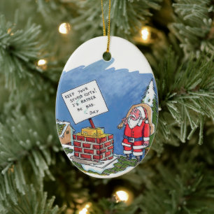 De Cerâmica Não para Papai Noel oval ornamento cerâmico
