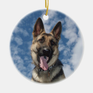 DE CERÂMICA NATAL DO ORNAMENTO DO GERMAN SHEPHERD