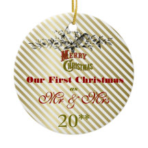 Nosso primeiro do Natal ornamento retro junto