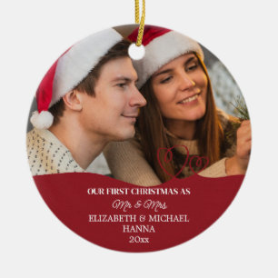 De Cerâmica Nosso Primeiro Natal Casados Sr e Sra Ornamento Ce