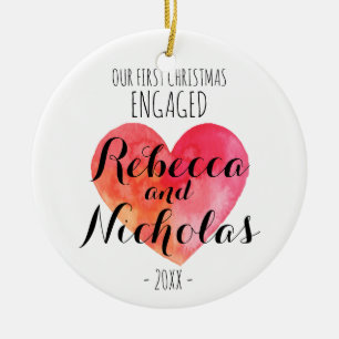 De Cerâmica Nosso primeiro Natal engajado ou unido ornamento