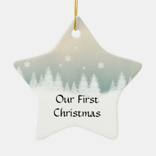 De Cerâmica Nosso primeiro ornamento da estrela do Natal