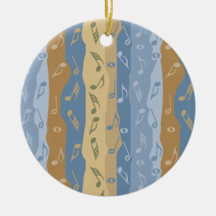 De Cerâmica Nota Música Stripes Castanho E Azul Ornamento