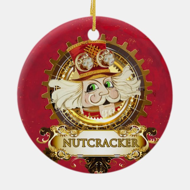De Cerâmica Nutcracker revendeu ornamento cerâmico redondo (Traseira)