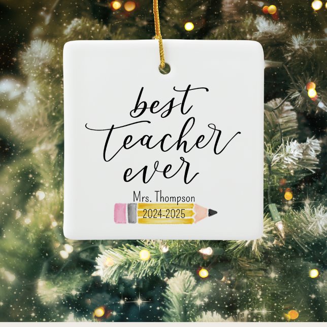 De Cerâmica O MELHOR PROFESSOR NUNCA PASSOU PELO Ornamento per (Best Teacher Ever Ornament | Personalized Pencil Design | Custom Holiday Gift for Educators)