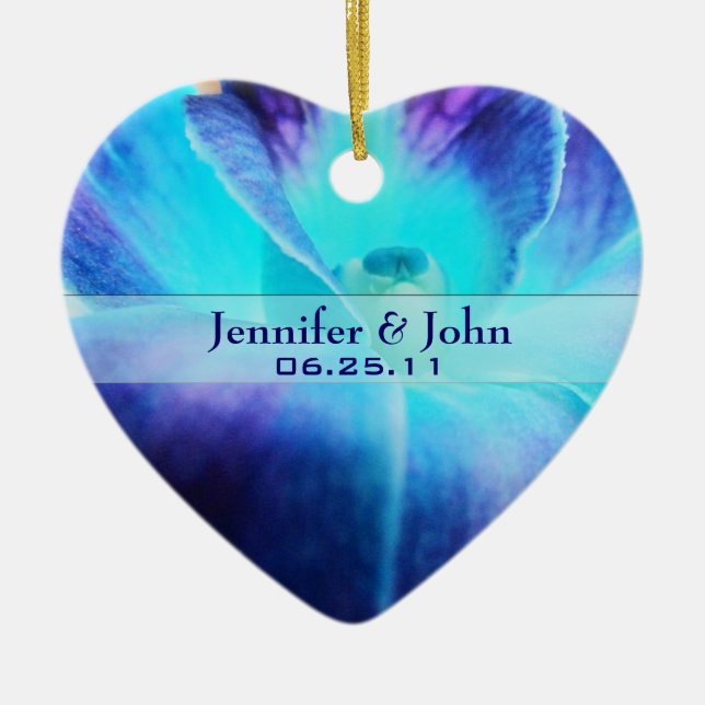 De Cerâmica O ornamento do casamento da orquídea azul (Frente)