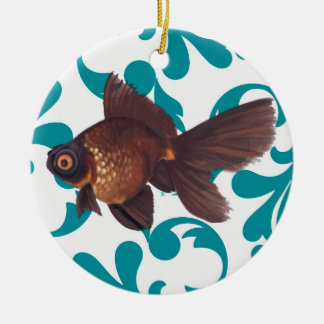De Cerâmica O preto amarra o ornamento do peixe dourado