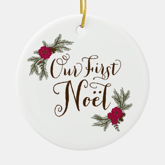 De Cerâmica O primeiro casou o ornamento personalizado Natal (Frente)
