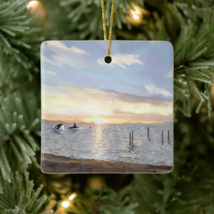De Cerâmica Orcas em ornamento cerâmico sunset