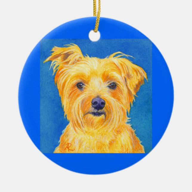 De Cerâmica Ornamento #2 do yorkshire terrier - "Sammy " (Frente)