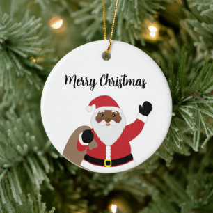 De Cerâmica Ornamento afro-americano do Papai Noel