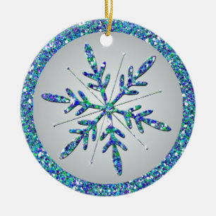 De Cerâmica Ornamento Aqua Snowflake Foto Quinceañera Keepsae