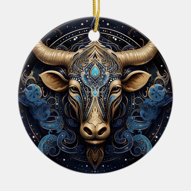 De Cerâmica Ornamento Astrologico Personalizado Zodiac Taurus (Frente)