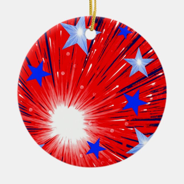 De Cerâmica ornamento Azul Branco Vermelho para Fireworks (Frente)