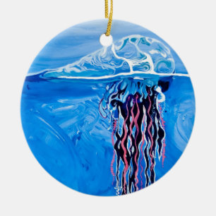 De Cerâmica Ornamento azul das medusa