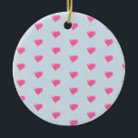 De Cerâmica Ornamento azul do fundo dos corações cor-de-rosa<br><div class="desc">Decoração cor-de-rosa dos namorados dos corações - ornamento</div>