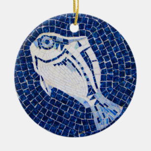 De Cerâmica Ornamento azul do mosaico dos peixes