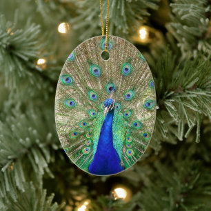 De Cerâmica Ornamento azul indiano do pavão