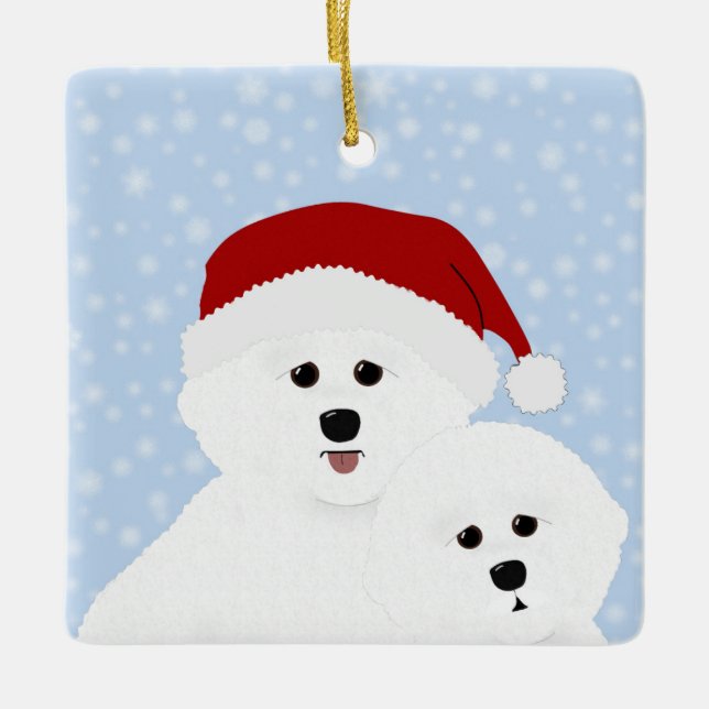 De Cerâmica Ornamento Bichon Frise (Frente)