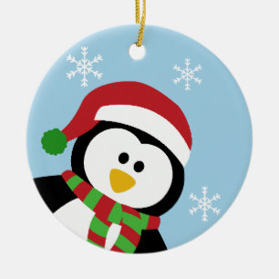 De Cerâmica Ornamento bonito do pinguim do Natal