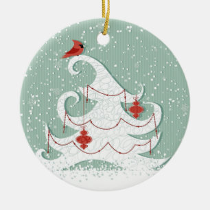 De Cerâmica Ornamento branco da árvore