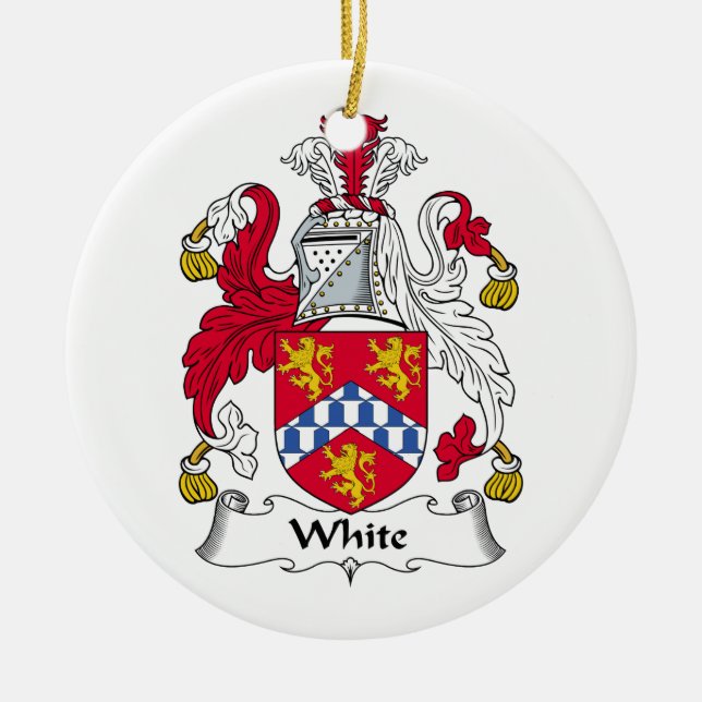 De Cerâmica Ornamento branco da crista da família (Frente)