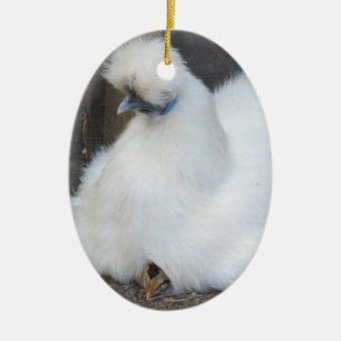 De Cerâmica Ornamento branco macio bonito da galinha e do