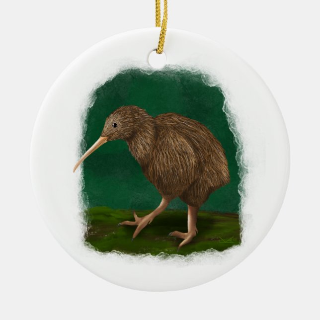 De Cerâmica Ornamento Brown Kiwi (Frente)