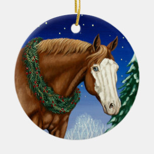 De Cerâmica Ornamento calvo do feriado do cavalo da cara