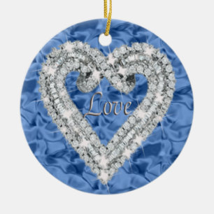 De Cerâmica Ornamento Cardíaco Azul Com Amor Diamante