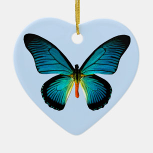 De Cerâmica Ornamento Cardíaco da Borboleta Azul